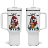 It is The Most Wonderful Time For A Beer Tumbler With Handle Funny Polar Bear Drinking Beer