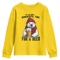 It is The Most Wonderful Time For A Beer Youth Sweatshirt Funny Polar Bear Drinking Beer - Wonder Print Shop