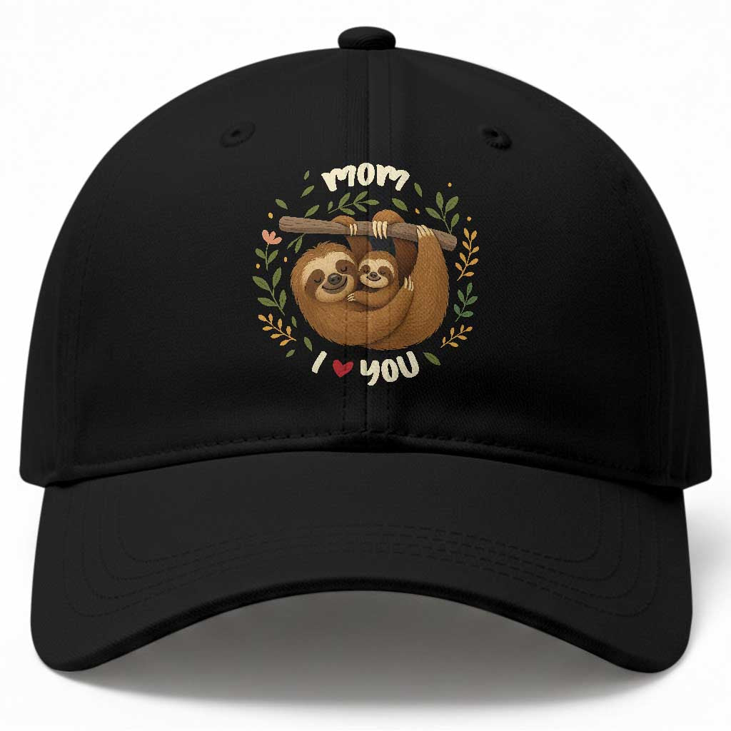 Mom I Love You Baseball Cap Cute Sloth Lover Mothers Day Gift