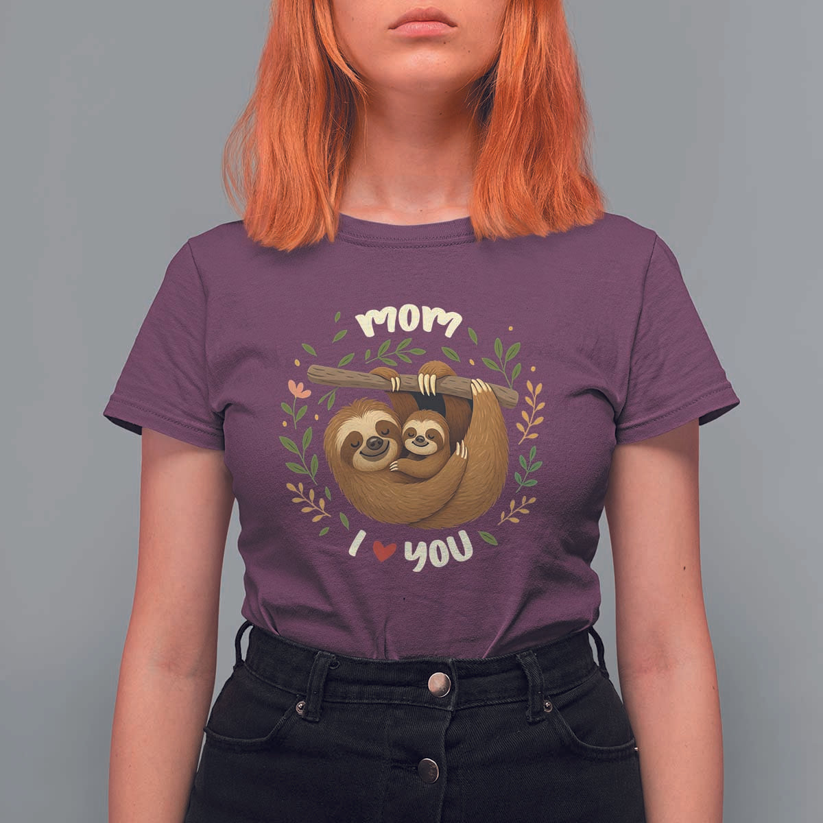Mom I Love You T Shirt For Women Cute Sloth Lover Mothers Day Gift - Wonder Print Shop