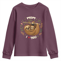 Mom I Love You Youth Sweatshirt Cute Sloth Lover Mothers Day Gift - Wonder Print Shop