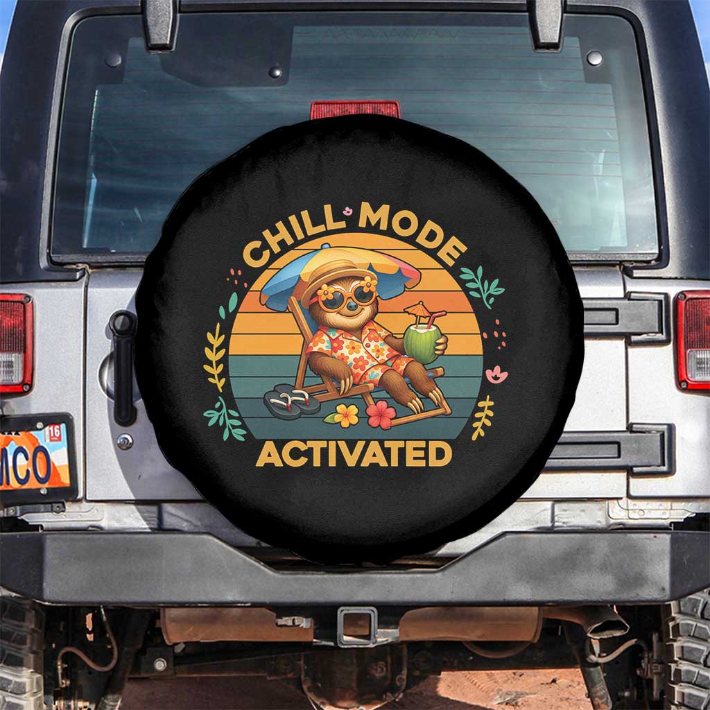 Chill Mode Activated Spare Tire Cover Funny Sloth Summer Beach Vibes - Wonder Print Shop