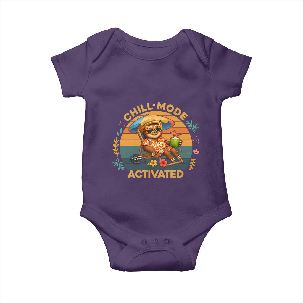 Chill Mode Activated Baby Onesie Funny Sloth Summer Beach Vibes - Wonder Print Shop