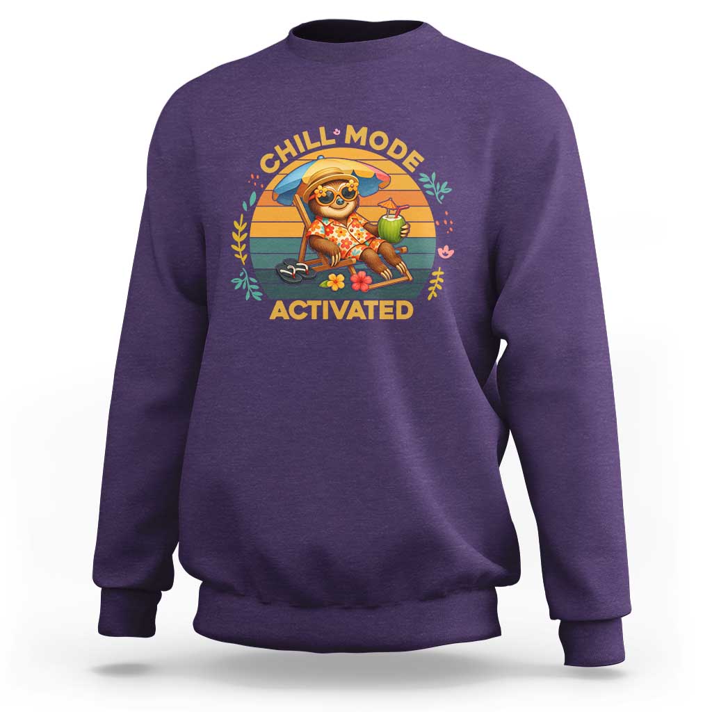 Chill Mode Activated Sweatshirt Funny Sloth Summer Beach Vibes - Wonder Print Shop