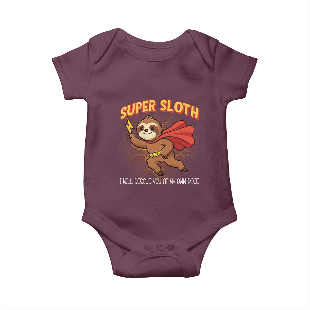 Funny Super Sloth I Will Rescue You At My Own Pace Gift Baby Onesie - Wonder Print Shop
