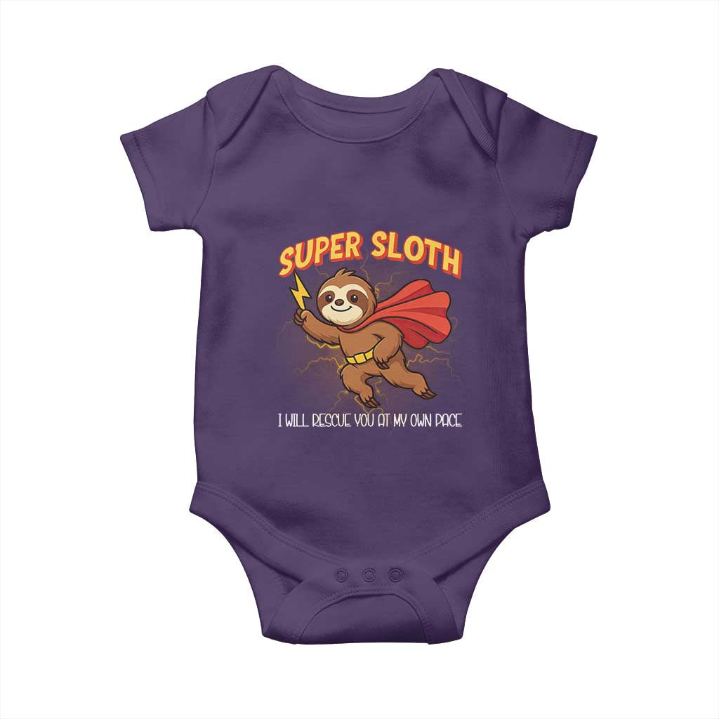 Funny Super Sloth I Will Rescue You At My Own Pace Gift Baby Onesie - Wonder Print Shop