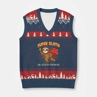 Funny Super Sloth I Will Rescue You At My Own Pace Gift V-Neck Knit Sweater Vest - Wonder Print Shop