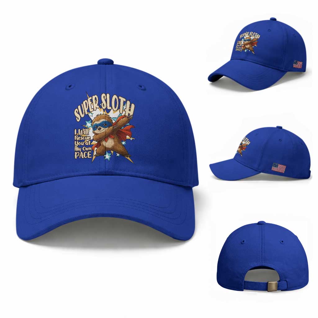 Super Sloth I Will Rescue You Baseball Cap Funny Sloth Lover Gift