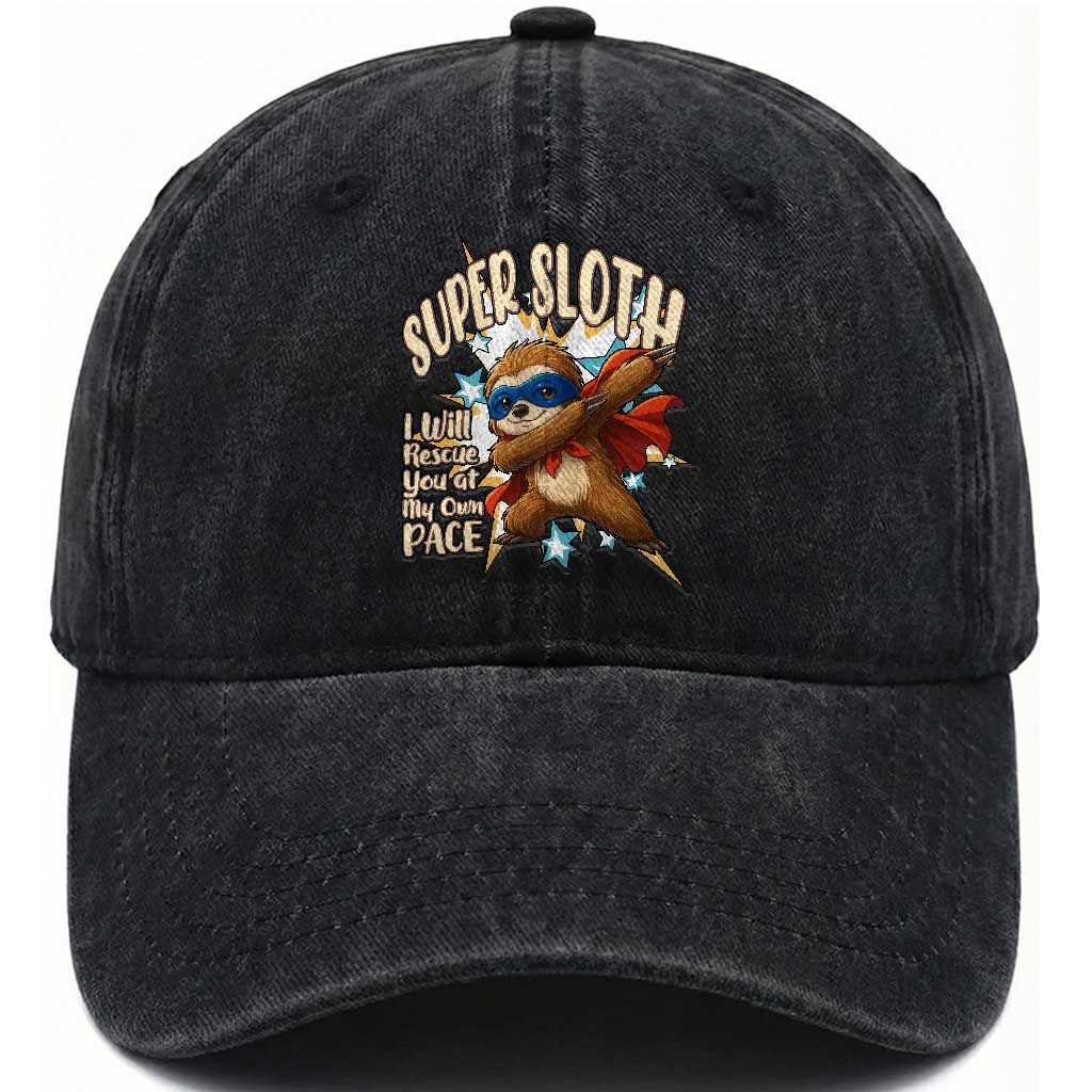 Super Sloth I Will Rescue You Washed Cotton Baseball Cap Funny Sloth Lover Gift