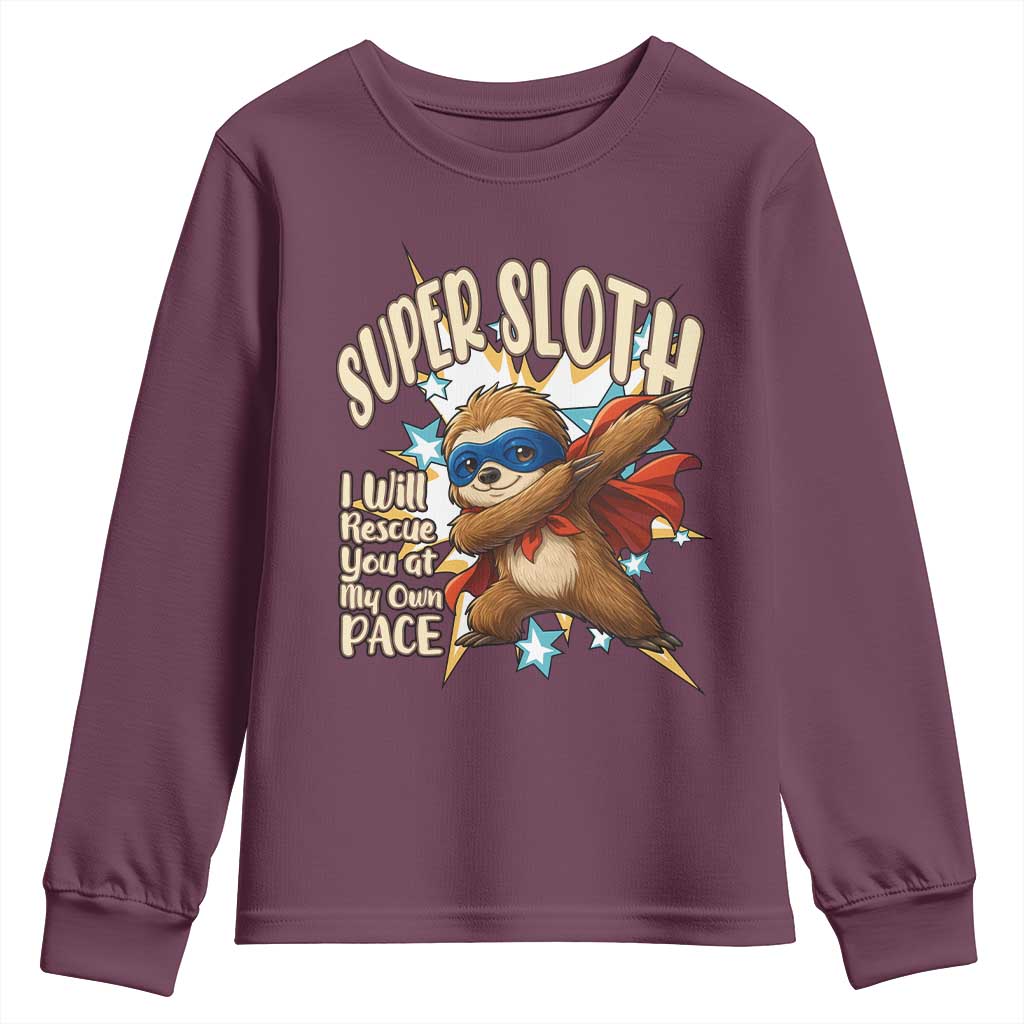 Super Sloth I Will Rescue You Youth Sweatshirt Funny Sloth Lover Gift - Wonder Print Shop