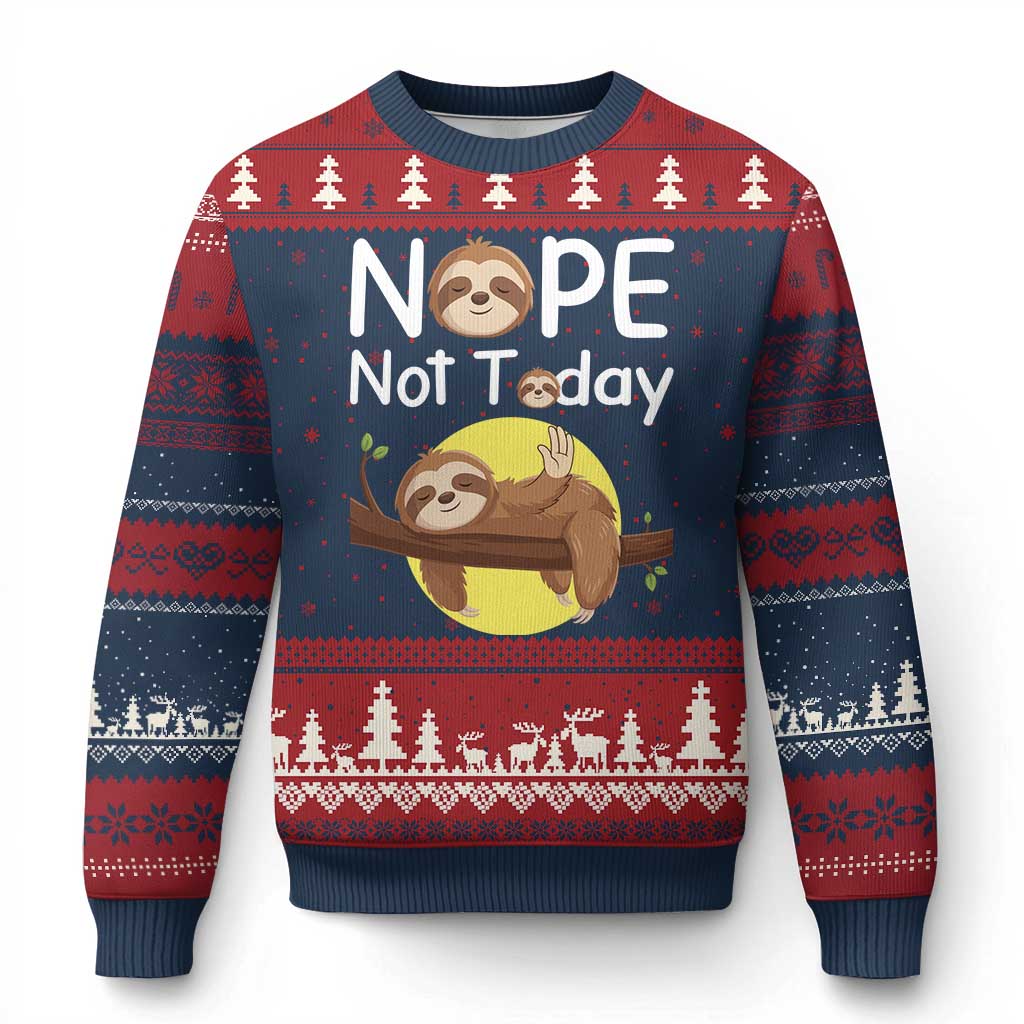 Nope Not Today Ugly Christmas Sweater Funny Sloth Lover Gift - Wonder Print Shop