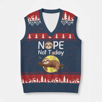 Nope Not Today V-Neck Knit Sweater Vest Funny Sloth Lover Gift - Wonder Print Shop