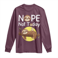 Nope Not Today Long Sleeve Shirt Funny Sloth Lover Gift - Wonder Print Shop