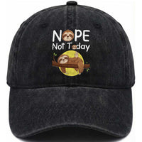 Nope Not Today Washed Cotton Baseball Cap Funny Sloth Lover Gift