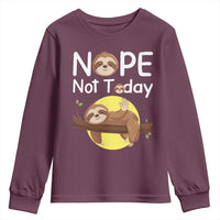 Nope Not Today Youth Sweatshirt Funny Sloth Lover Gift - Wonder Print Shop