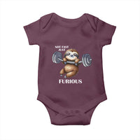 Funny Gym Sloth Baby Onesie Not Fast Just Furious - Wonder Print Shop