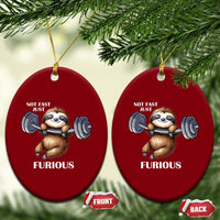 Funny Gym Sloth Ceramic Ornament Not Fast Just Furious - Wonder Print Shop