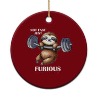 Funny Gym Sloth Ceramic Ornament Not Fast Just Furious - Wonder Print Shop