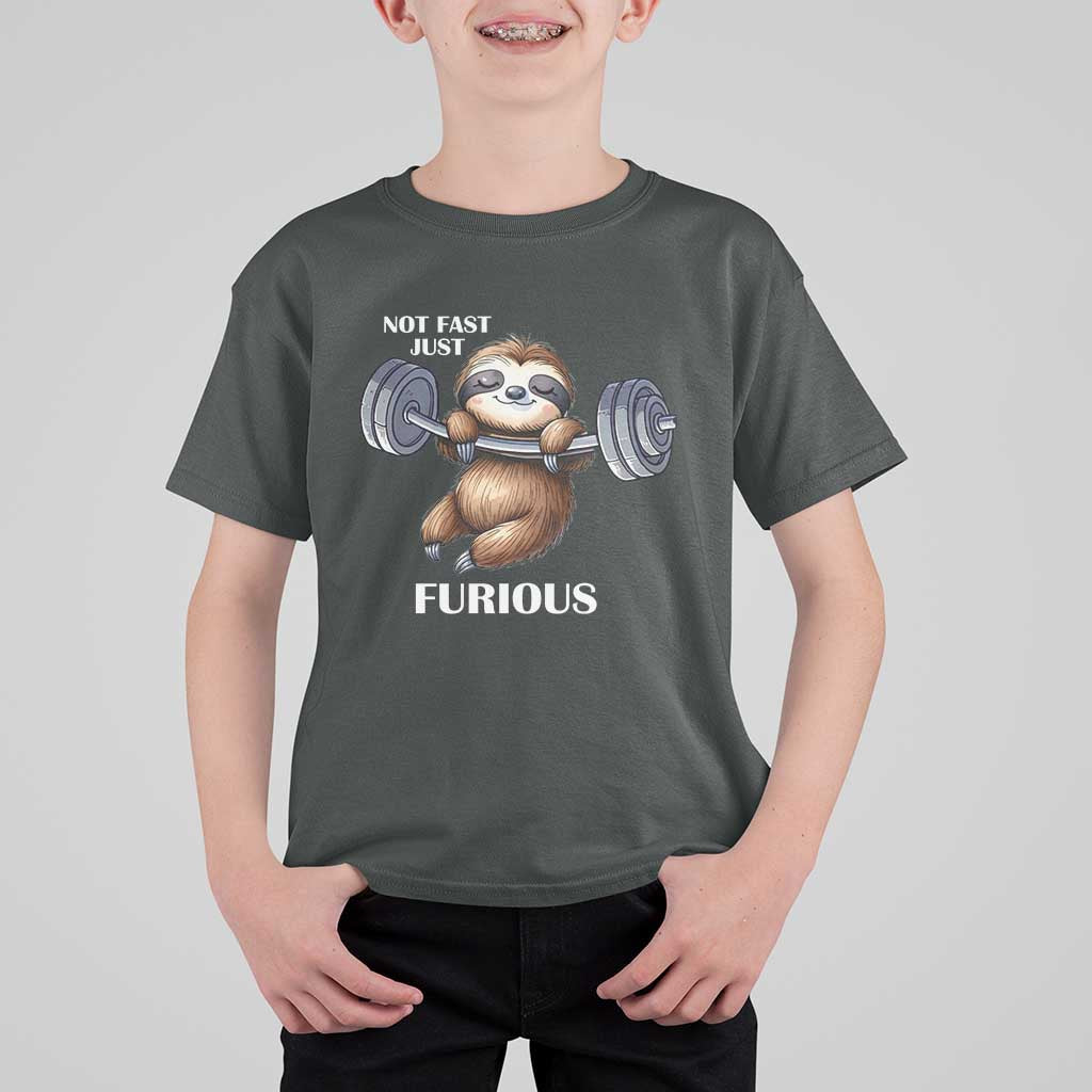 Funny Gym Sloth T Shirt For Kid Not Fast Just Furious - Wonder Print Shop