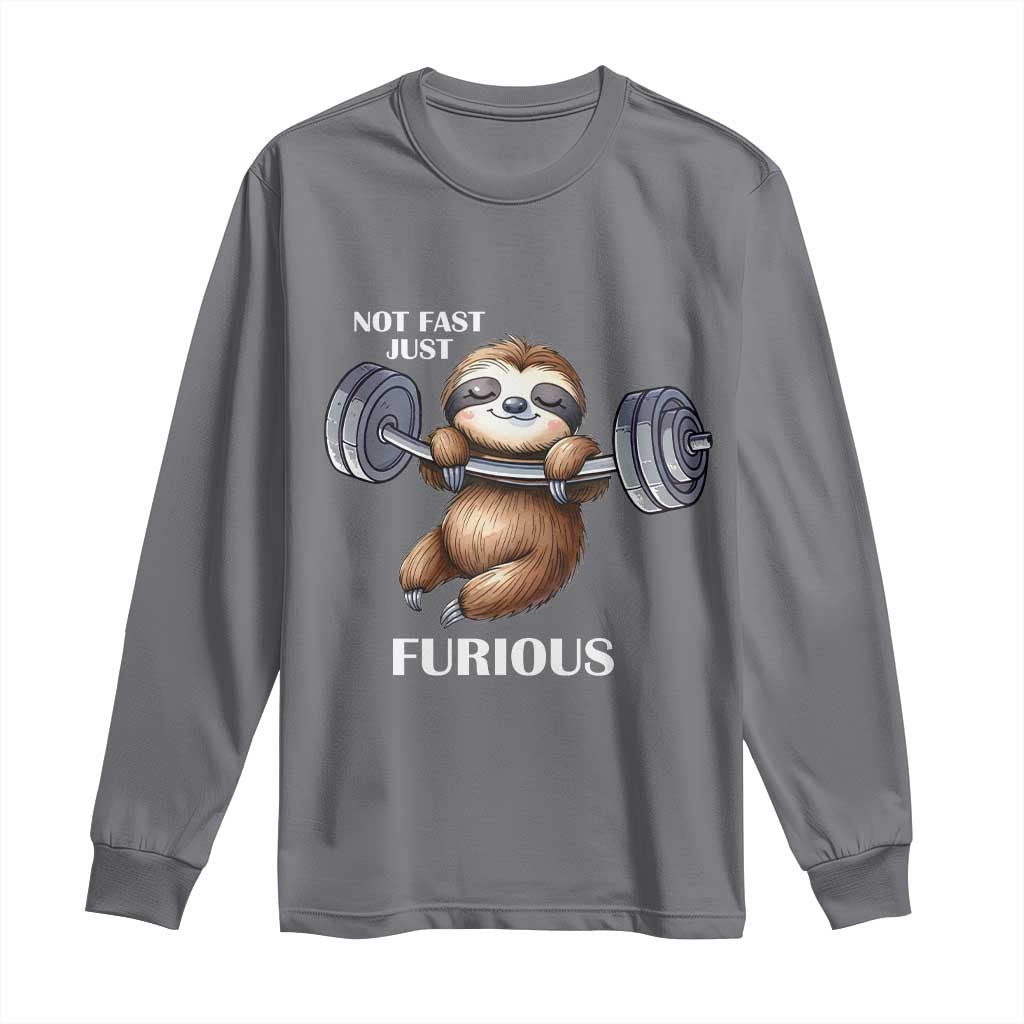 Funny Gym Sloth Long Sleeve Shirt Not Fast Just Furious - Wonder Print Shop