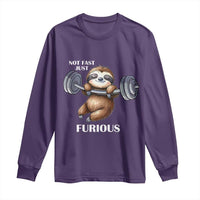 Funny Gym Sloth Long Sleeve Shirt Not Fast Just Furious - Wonder Print Shop