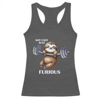 Funny Gym Sloth Racerback Tank Top Not Fast Just Furious - Wonder Print Shop
