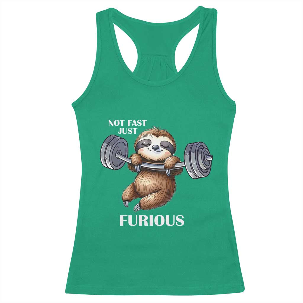 Funny Gym Sloth Racerback Tank Top Not Fast Just Furious - Wonder Print Shop