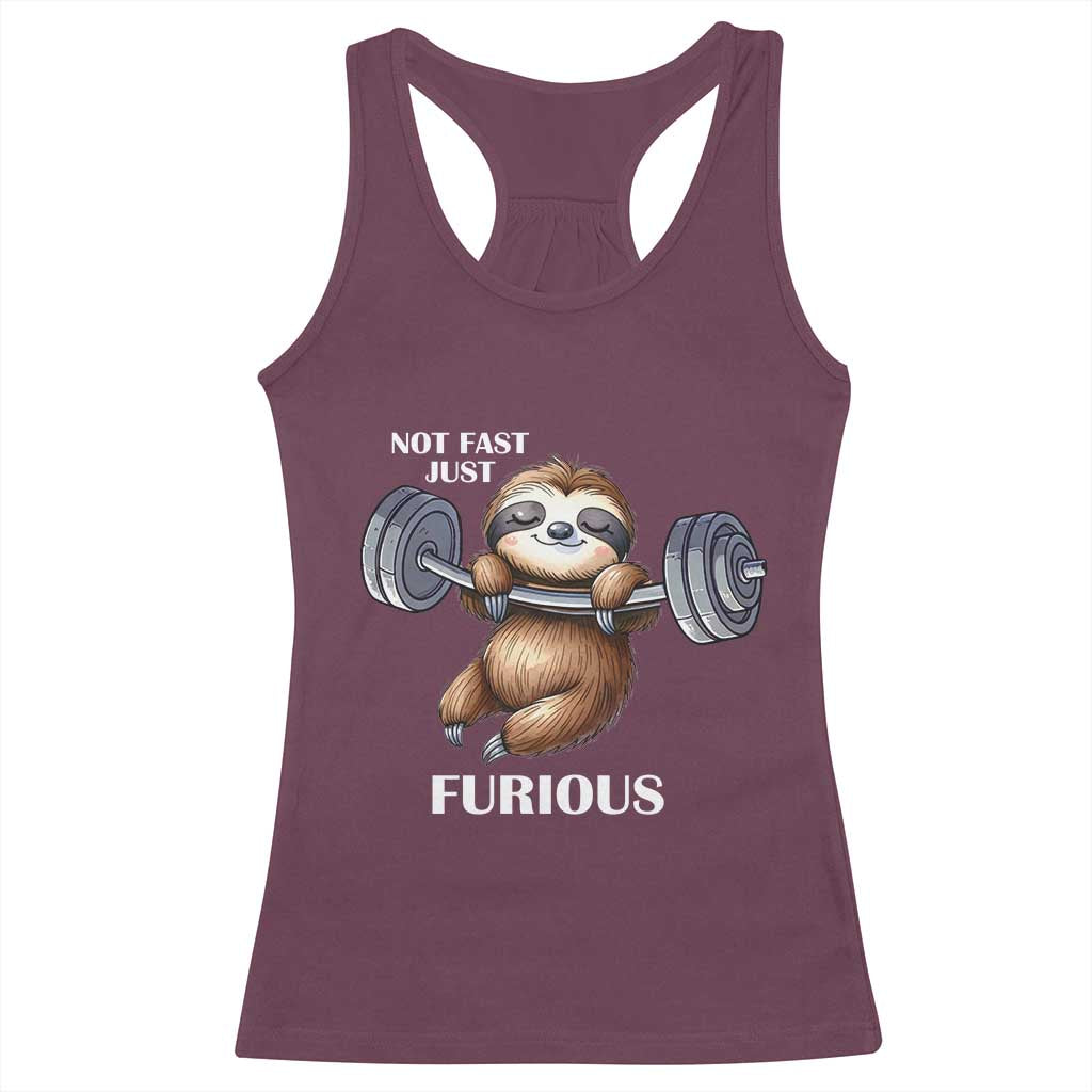 Funny Gym Sloth Racerback Tank Top Not Fast Just Furious - Wonder Print Shop