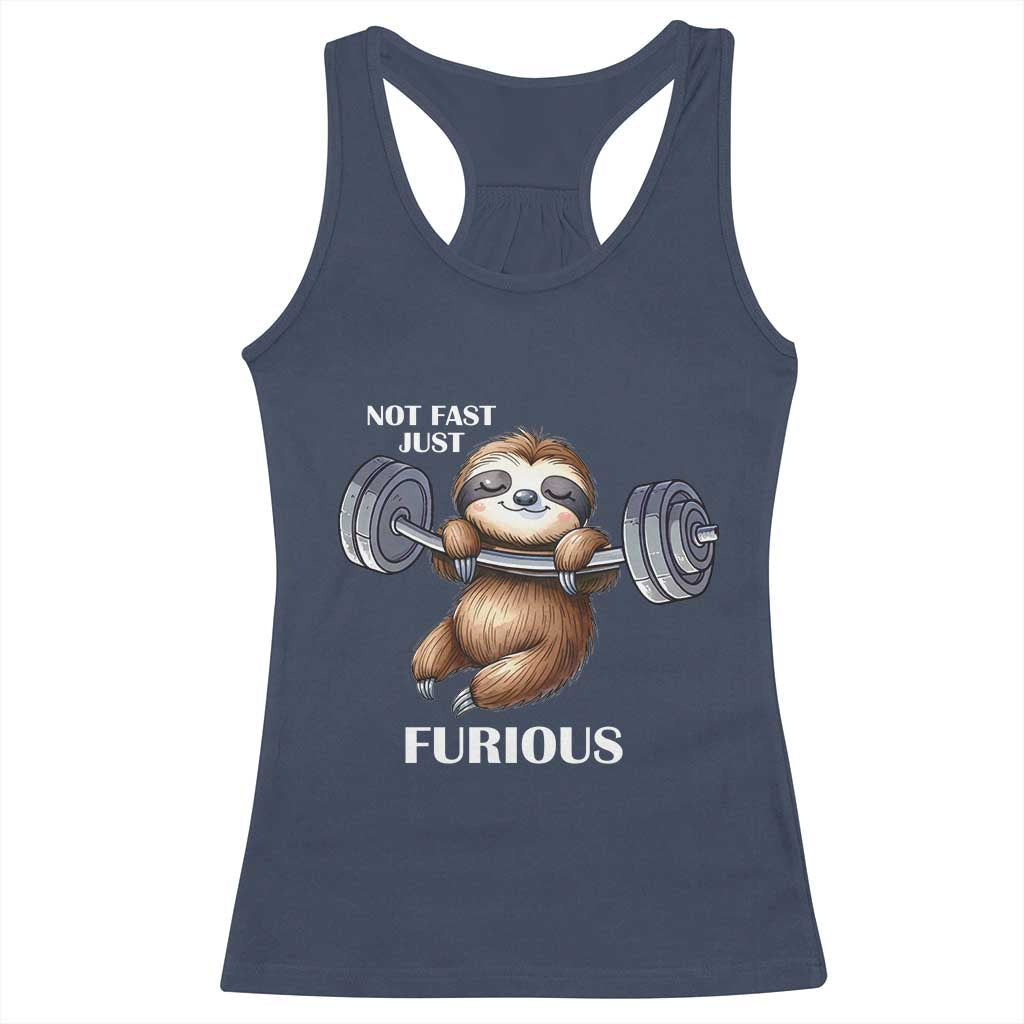 Funny Gym Sloth Racerback Tank Top Not Fast Just Furious - Wonder Print Shop