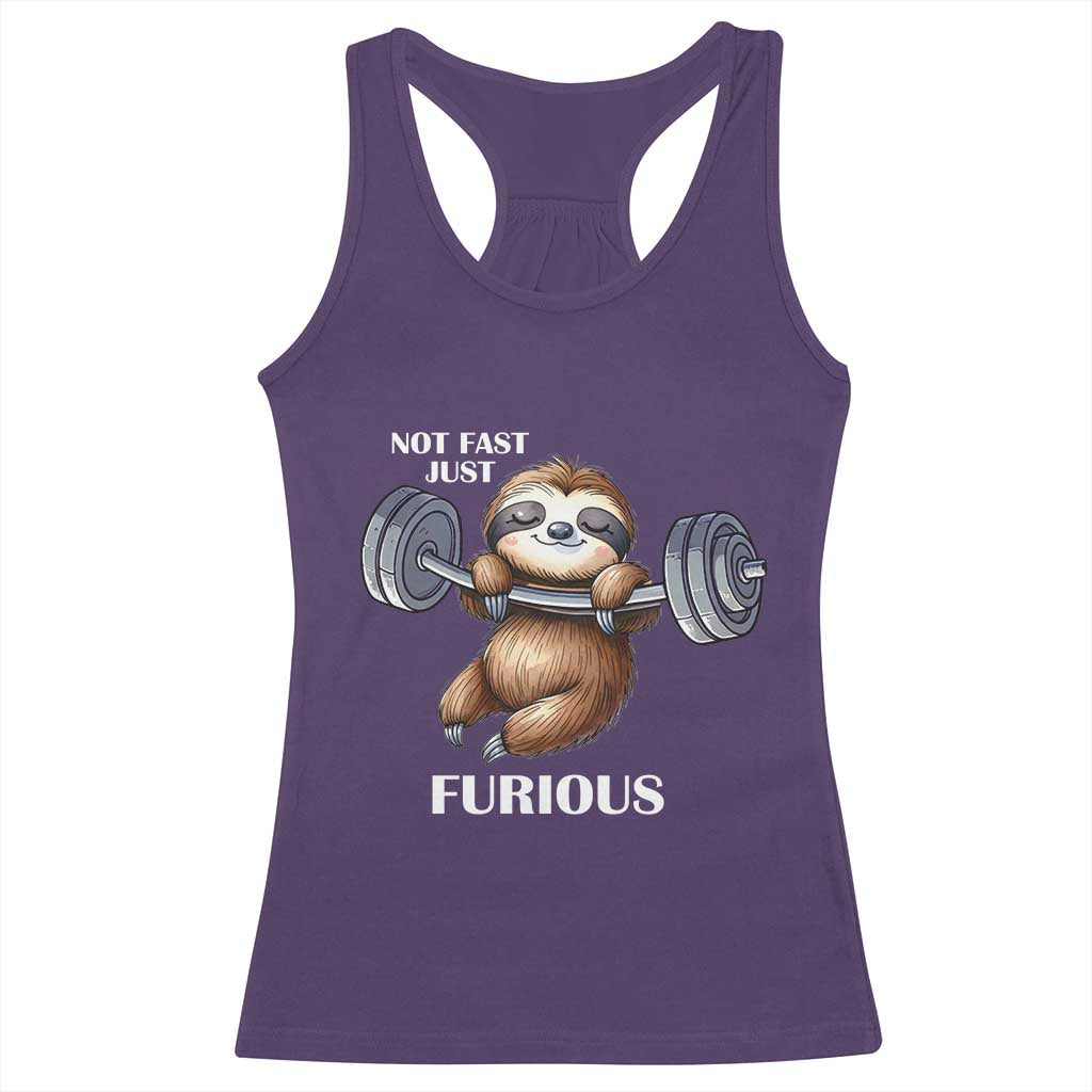 Funny Gym Sloth Racerback Tank Top Not Fast Just Furious - Wonder Print Shop