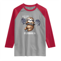 Funny Gym Sloth Raglan Shirt Not Fast Just Furious - Wonder Print Shop