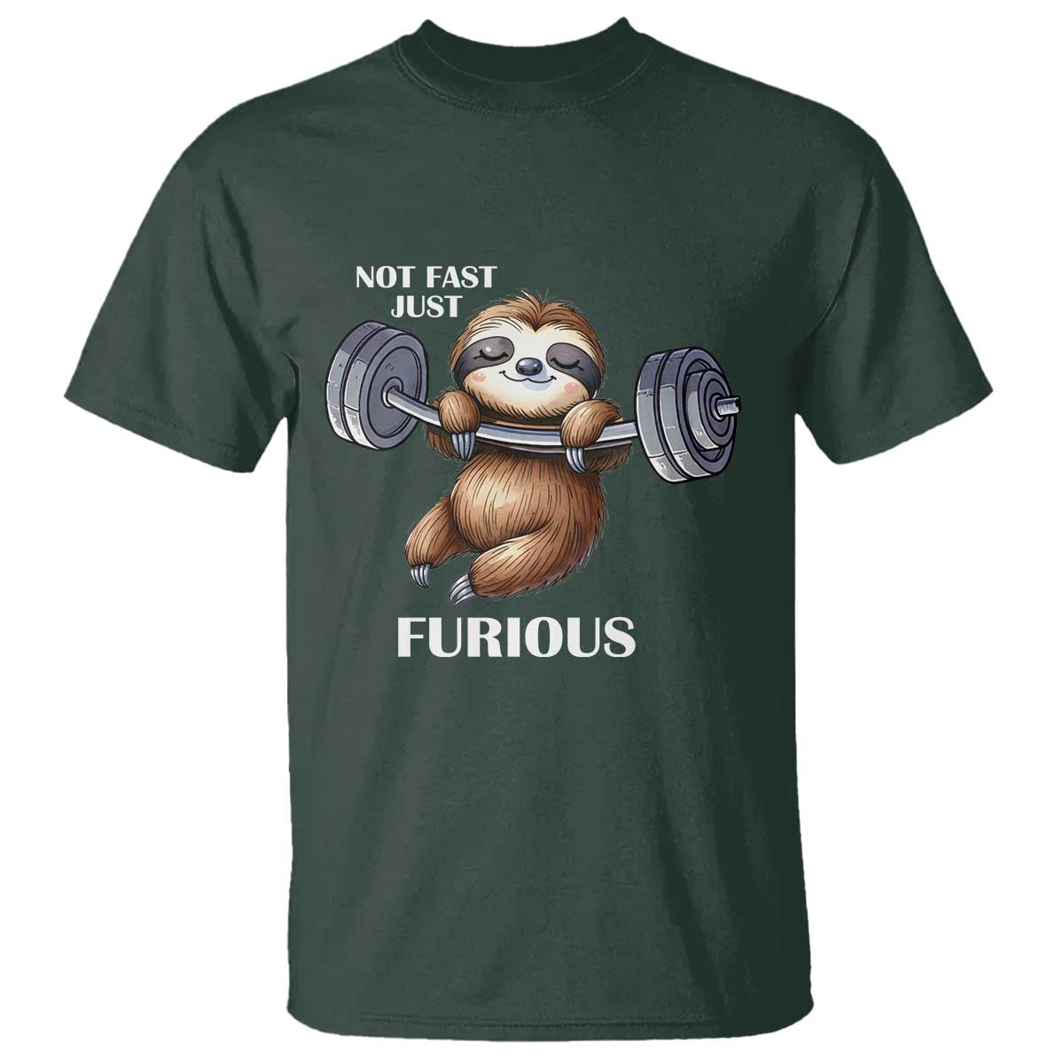 Funny Gym Sloth T Shirt Not Fast Just Furious - Wonder Print Shop