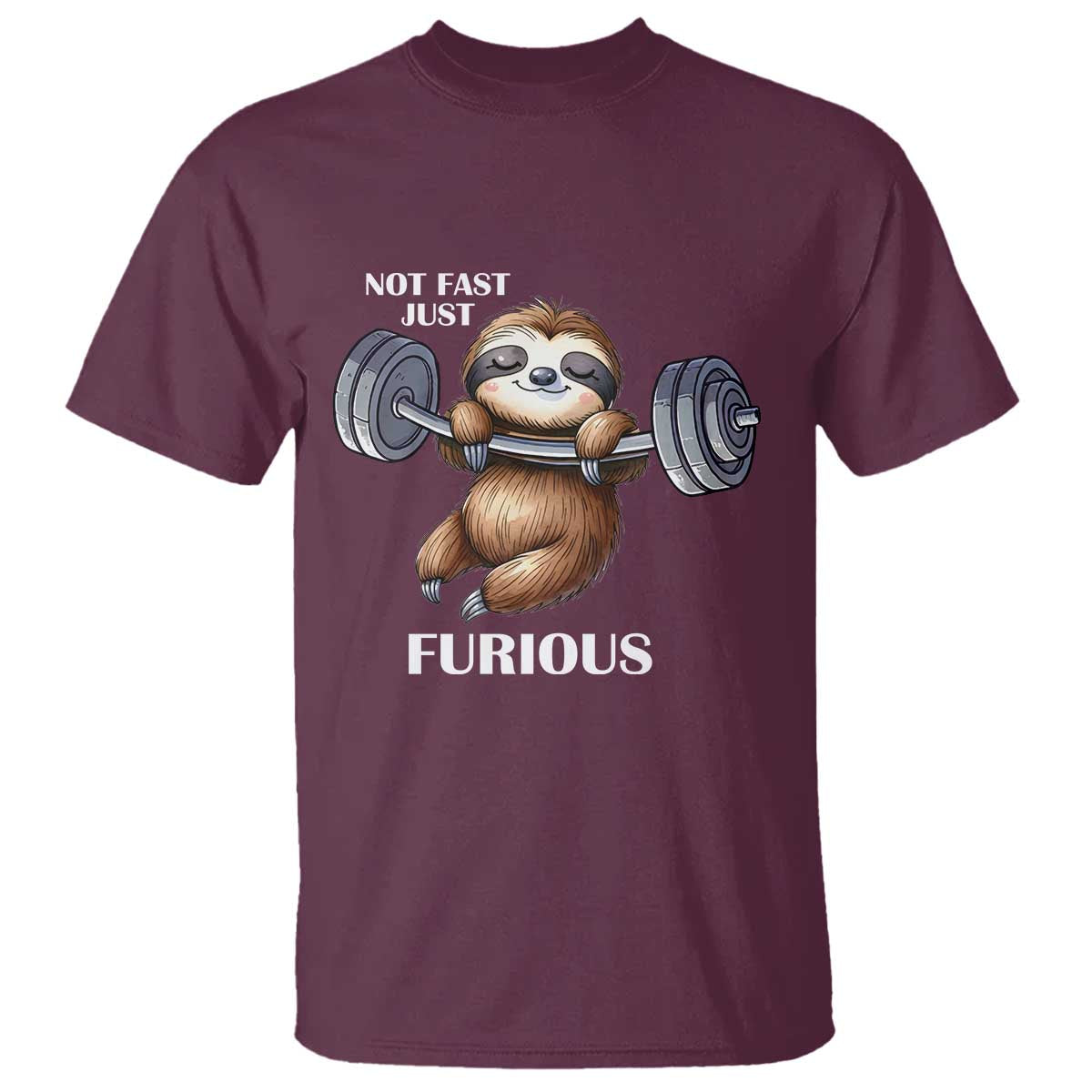 Funny Gym Sloth T Shirt Not Fast Just Furious - Wonder Print Shop