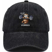 Funny Gym Sloth Washed Cotton Baseball Cap Not Fast Just Furious