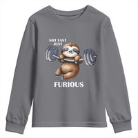 Funny Gym Sloth Youth Sweatshirt Not Fast Just Furious - Wonder Print Shop