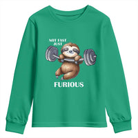 Funny Gym Sloth Youth Sweatshirt Not Fast Just Furious - Wonder Print Shop