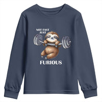 Funny Gym Sloth Youth Sweatshirt Not Fast Just Furious - Wonder Print Shop