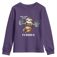 Funny Gym Sloth Youth Sweatshirt Not Fast Just Furious - Wonder Print Shop
