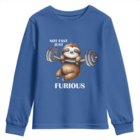 Funny Gym Sloth Youth Sweatshirt Not Fast Just Furious - Wonder Print Shop