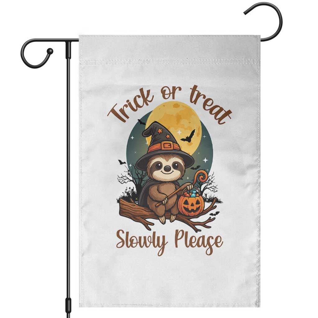 Funny Halloween Sloth Garden Flag Trick Or Treat Slowly Please - Wonder Print Shop