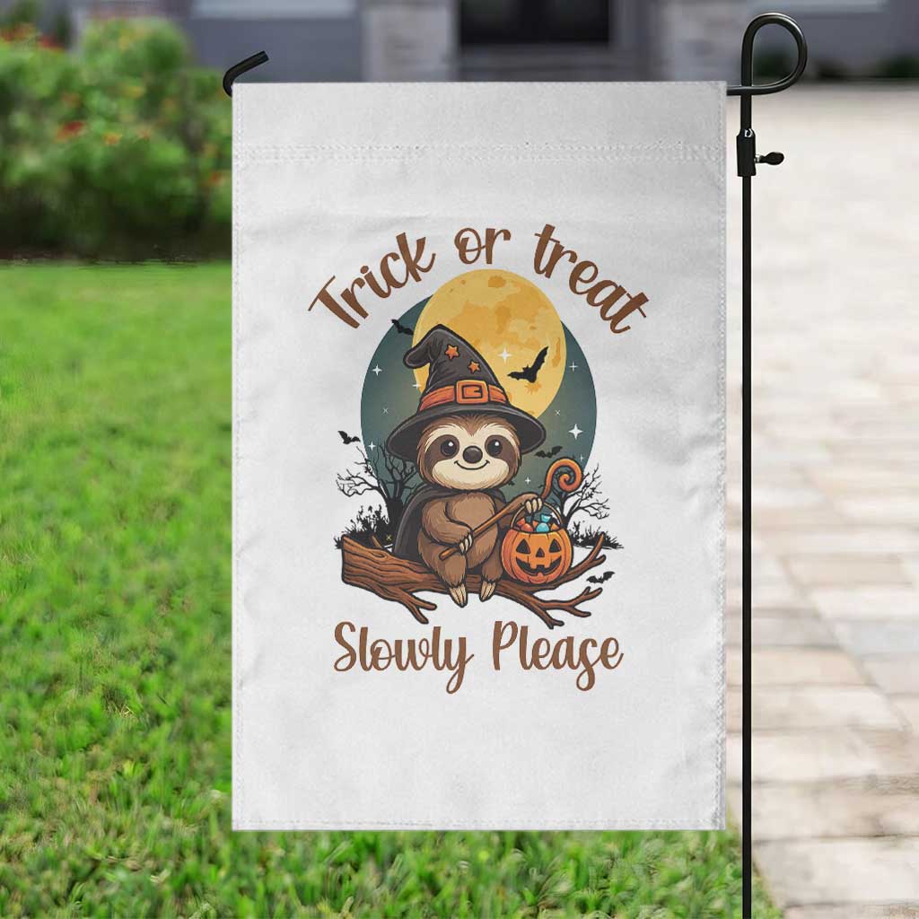 Funny Halloween Sloth Garden Flag Trick Or Treat Slowly Please - Wonder Print Shop