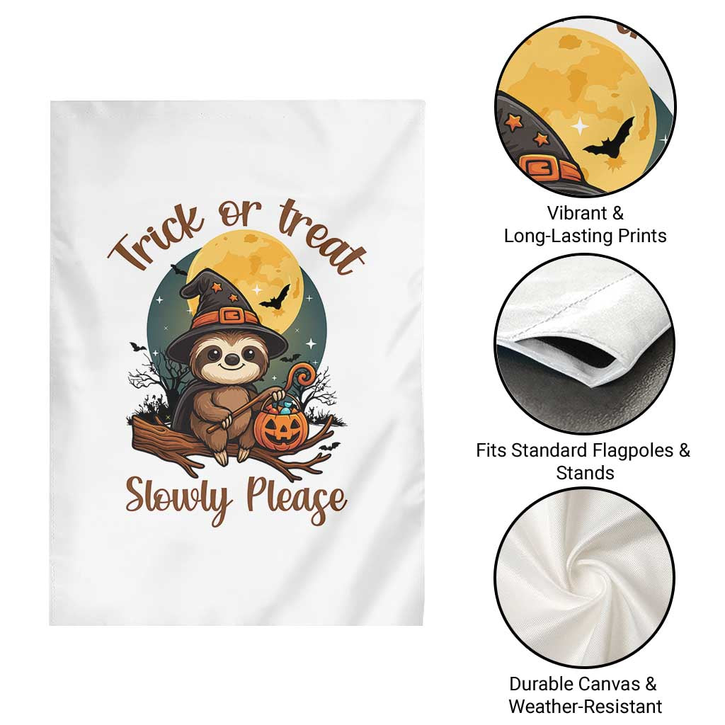Funny Halloween Sloth Garden Flag Trick Or Treat Slowly Please - Wonder Print Shop