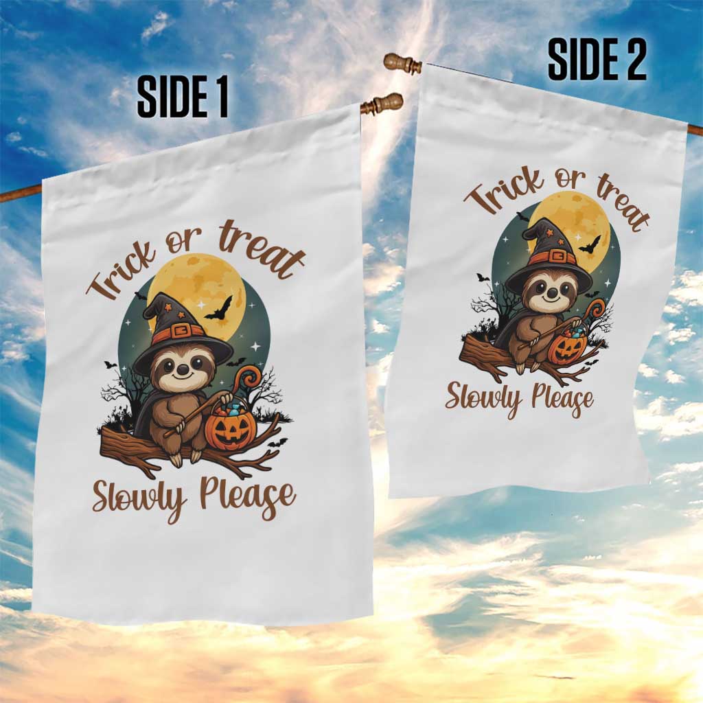 Funny Halloween Sloth Garden Flag Trick Or Treat Slowly Please - Wonder Print Shop