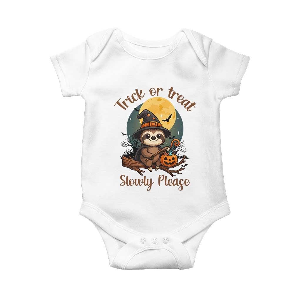 Funny Halloween Sloth Baby Onesie Trick Or Treat Slowly Please - Wonder Print Shop