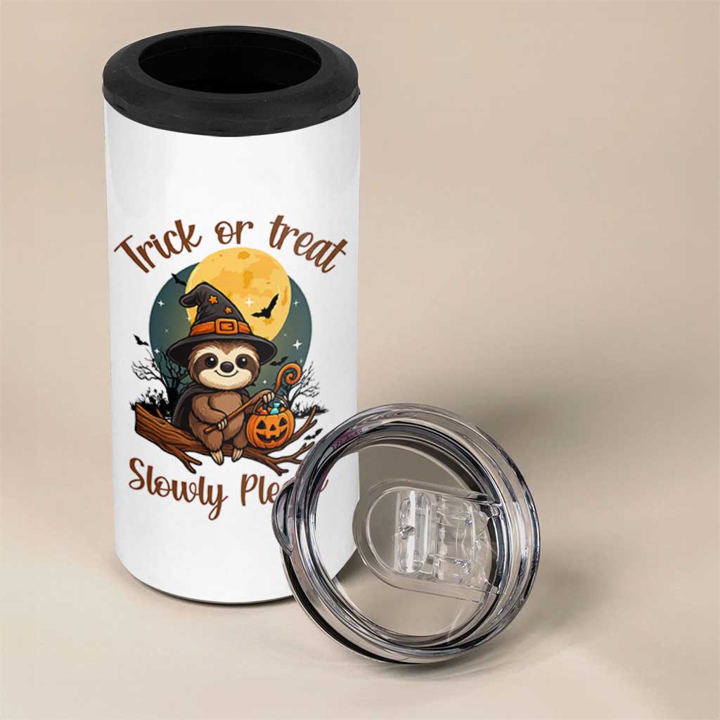 Funny Halloween Sloth 4 in 1 Can Cooler Tumbler Trick Or Treat Slowly Please
