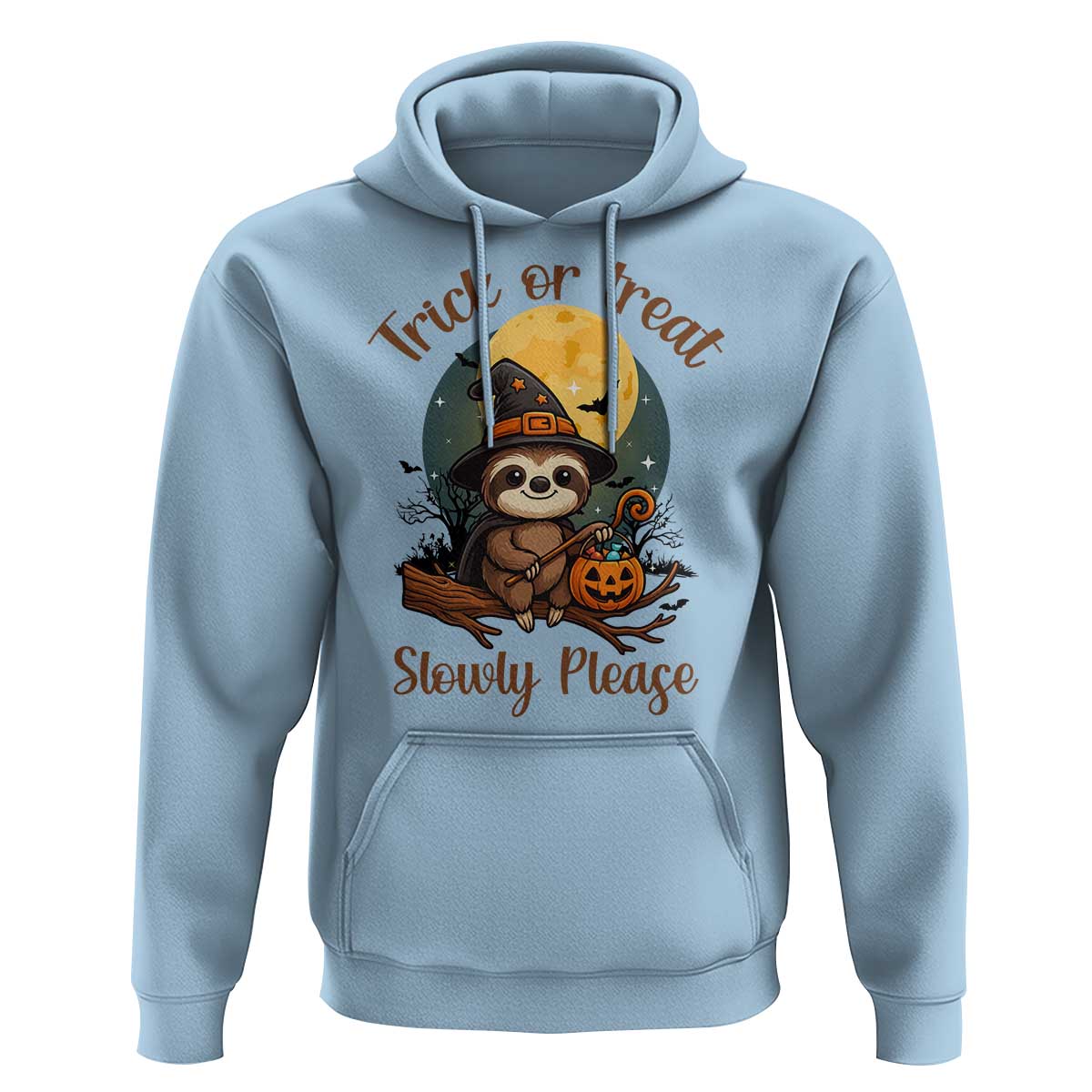 Funny Halloween Sloth Hoodie Trick Or Treat Slowly Please - Wonder Print Shop
