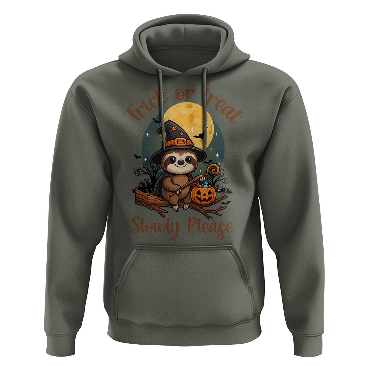 Funny Halloween Sloth Hoodie Trick Or Treat Slowly Please - Wonder Print Shop