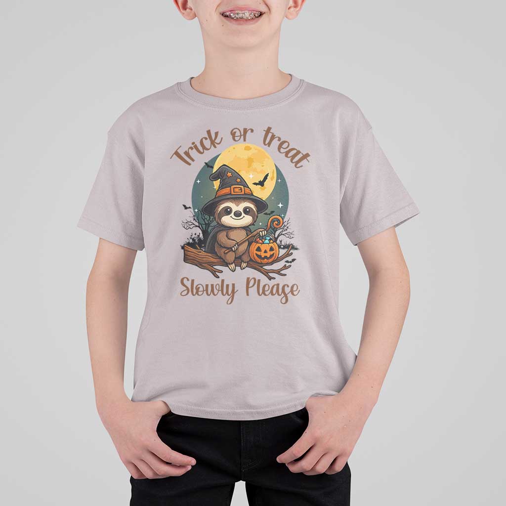 Funny Halloween Sloth T Shirt For Kid Trick Or Treat Slowly Please - Wonder Print Shop
