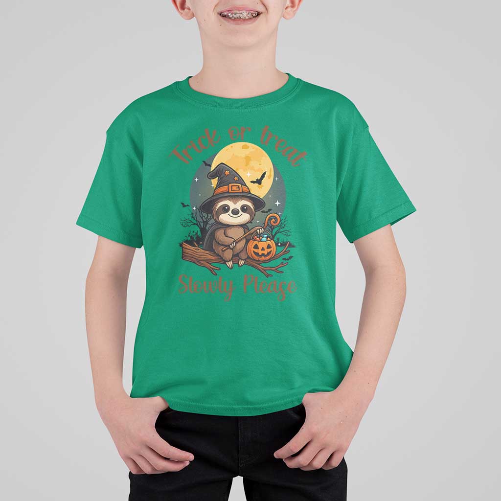 Funny Halloween Sloth T Shirt For Kid Trick Or Treat Slowly Please - Wonder Print Shop