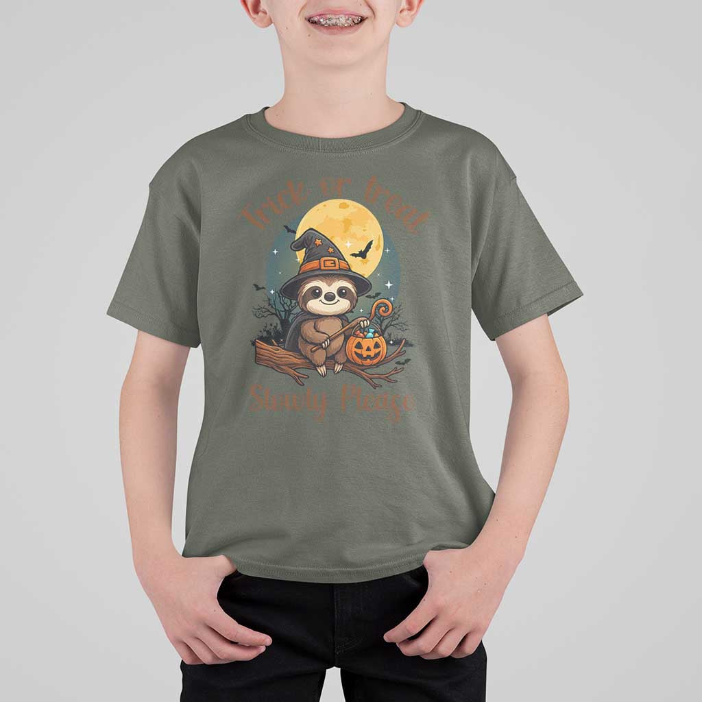 Funny Halloween Sloth T Shirt For Kid Trick Or Treat Slowly Please - Wonder Print Shop
